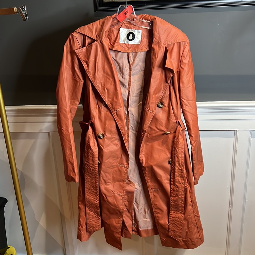 Rust Orange Long Button-up Trench Coat